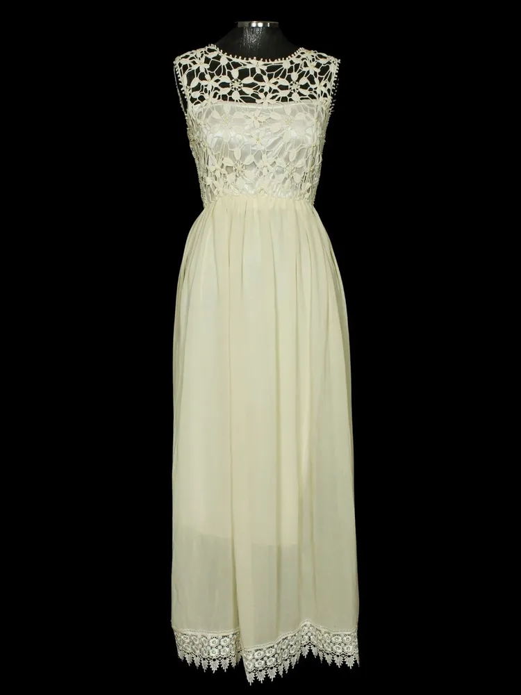Vestido noiva longo renda off white retrô campo - Ref. 3469