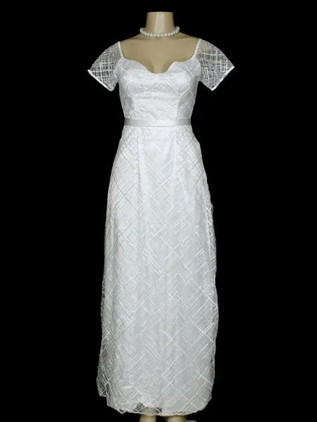 Vestido de noiva branco longo paetê acinturado - Ref. 4783