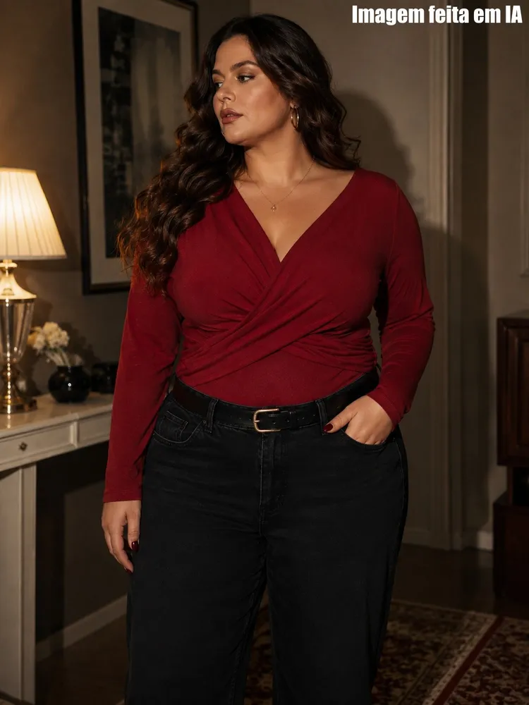 Body feminino plus size vermelho balada - Ref. 6357