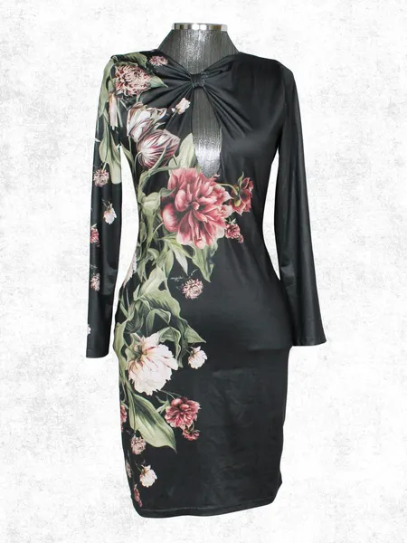 Vestido dark floral preto Lança Perfume balada -  Ref. 3792