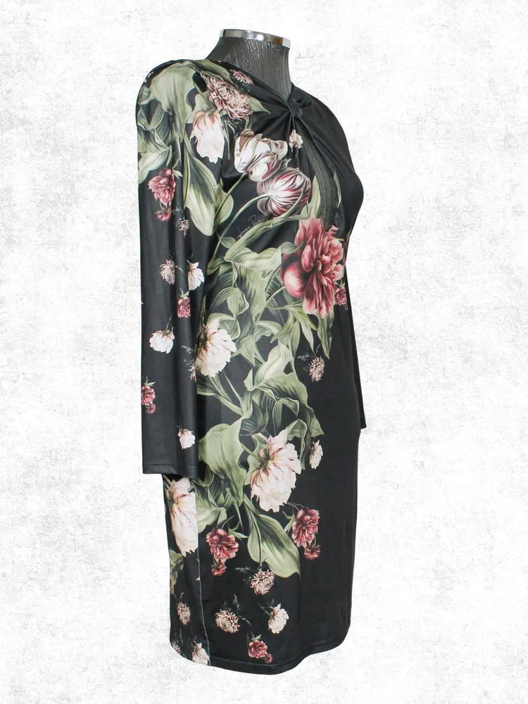 Vestido dark floral preto Lança Perfume balada -  Ref. 3792