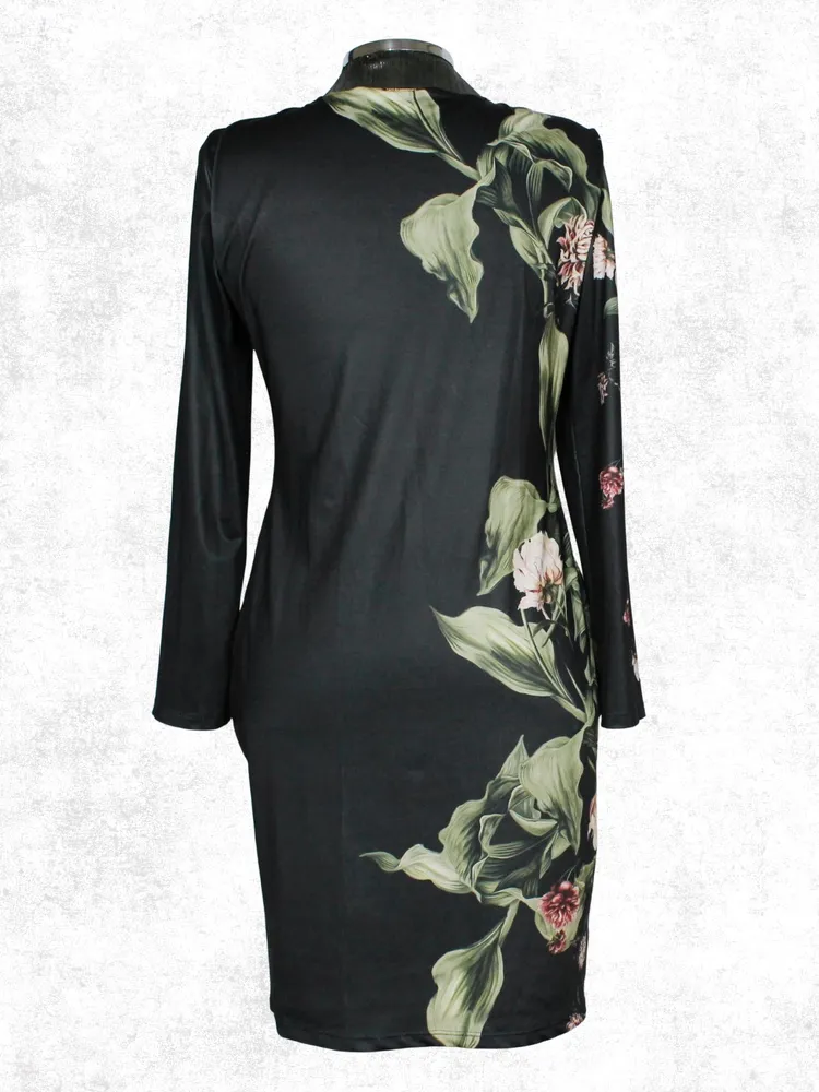 Vestido dark floral preto Lança Perfume balada -  Ref. 3792