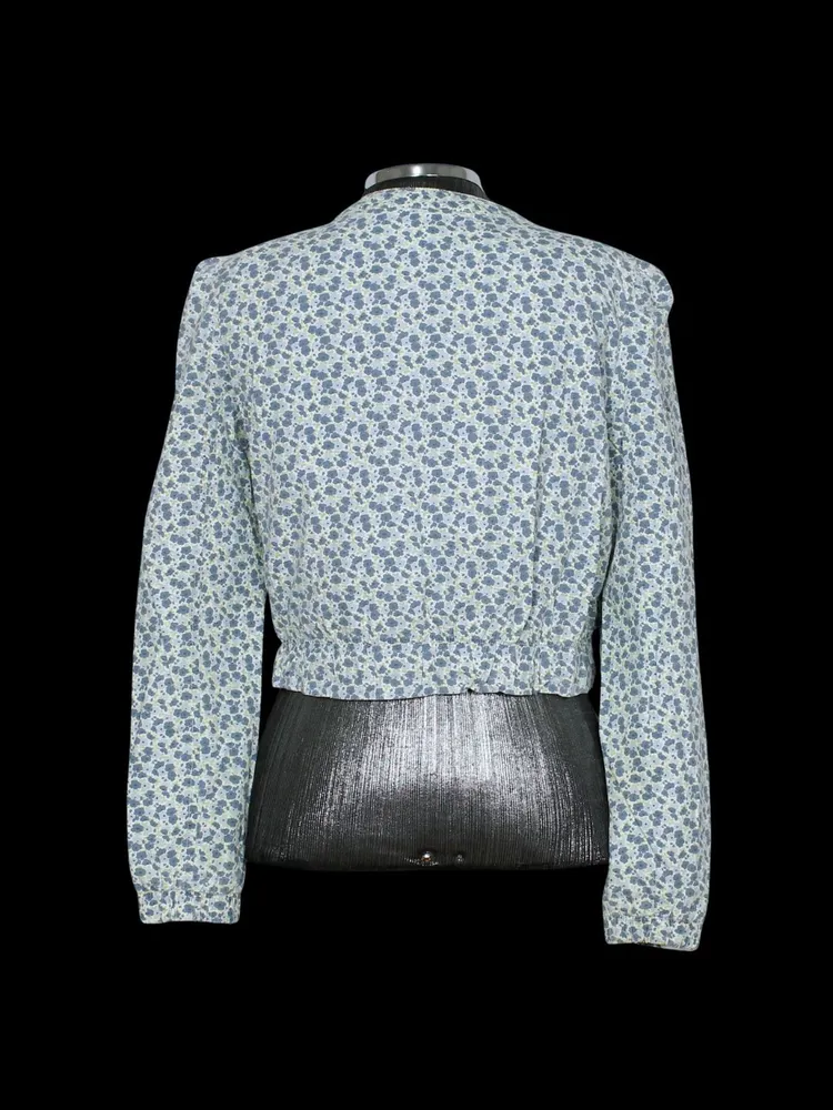 Jaqueta feminina floral azul e branco - Veste P - Ref. 6291