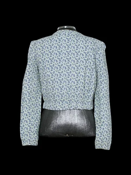 Jaqueta feminina floral azul e branco - Veste P - Ref. 6291