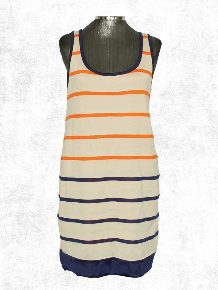 Vestido dupla face tricot curto listrado laranja -  Ref.5209