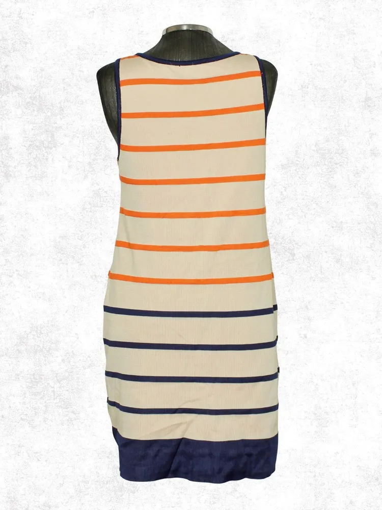 Vestido dupla face tricot curto listrado laranja -  Ref.5209
