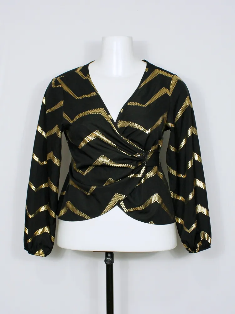 Blusa envelope balada preto e dourada - Ref. 6420