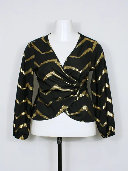 Blusa envelope balada preto e dourada - Ref. 6420