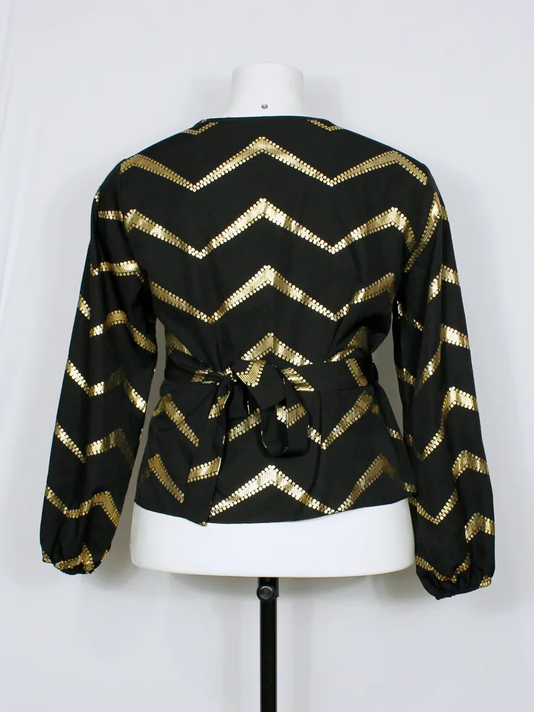 Blusa envelope balada preto e dourada - Ref. 6420