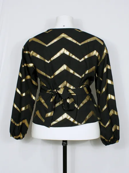 Blusa envelope balada preto e dourada - Ref. 6420
