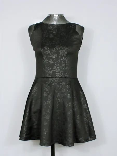 Vestido feminino curto godê preto floral - Ref. 6433