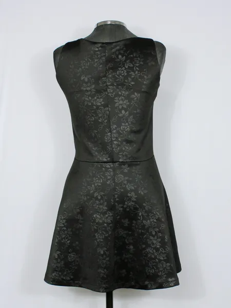Vestido feminino curto godê preto floral - Ref. 6433