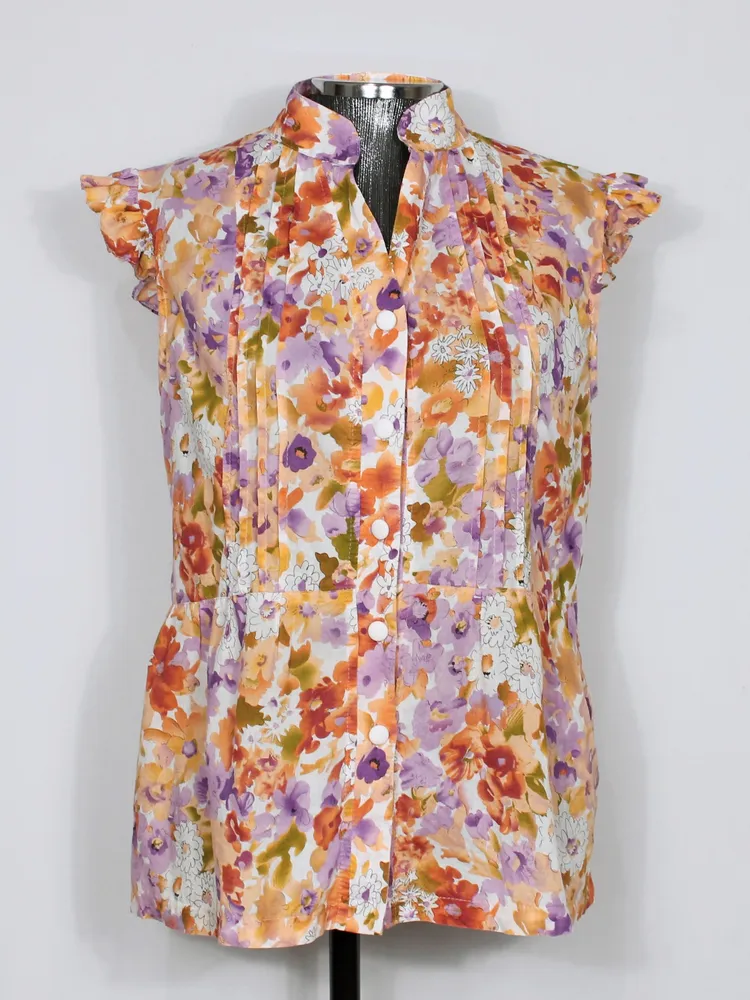 Camisa social romântico floral vintage - Ref. 6391