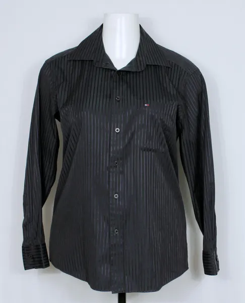 camisa tommy hilfiger preto e roxo listrada - ref. 6055