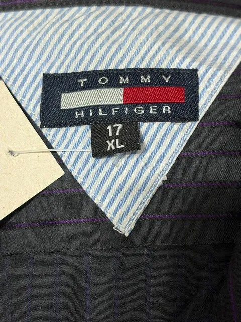 camisa tommy hilfiger preto e roxo listrada - ref. 6055