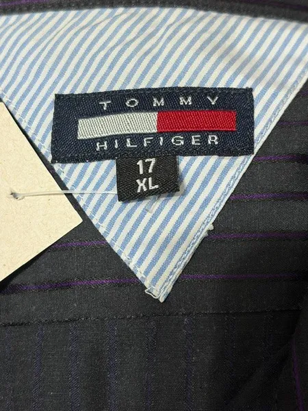 camisa tommy hilfiger preto e roxo listrada - ref. 6055