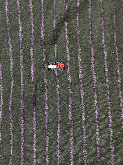 camisa tommy hilfiger preto e roxo listrada - ref. 6055