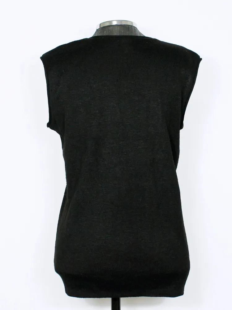 Colete tricot lã preto básico vintage CGC - Ref. 6325