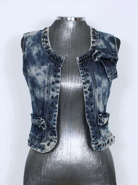 Colete jeans tie-dye cropped Y2K - Ref. 6388