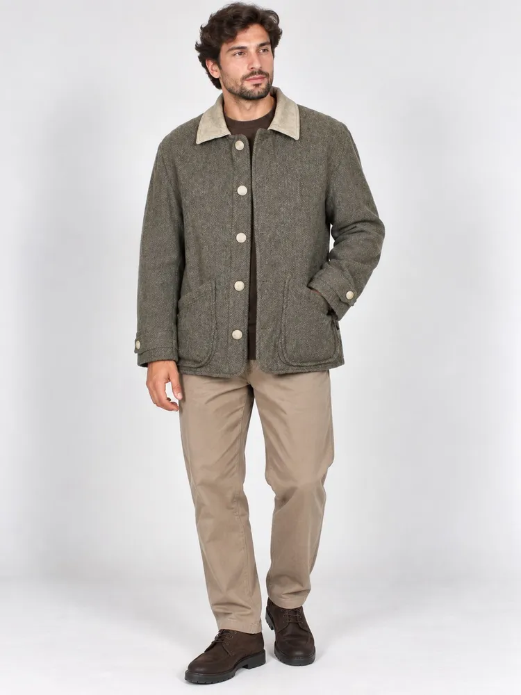 Casaco lã batida bomber marrom acizentado - Ref. 2542