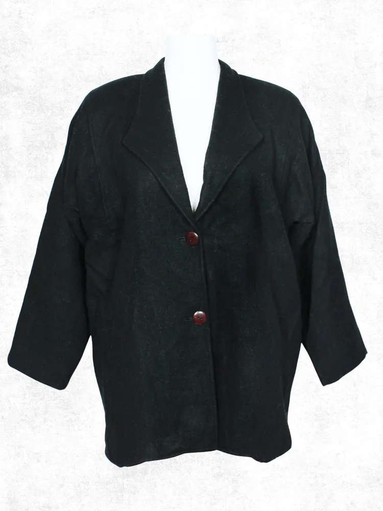 Casaco lã batida alongado plus size preto - Ref. 2391