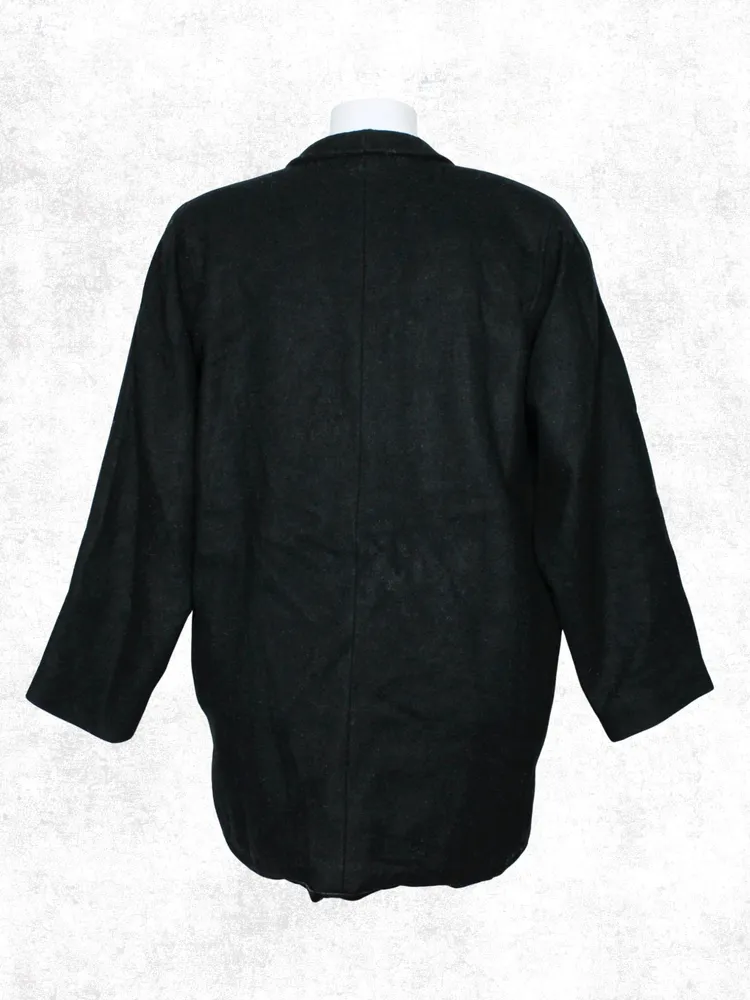 Casaco lã batida alongado plus size preto - Ref. 2391