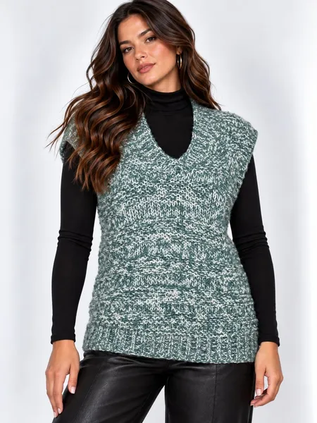 Colete de tricot lã inverno feito a mão - Ref. 2375