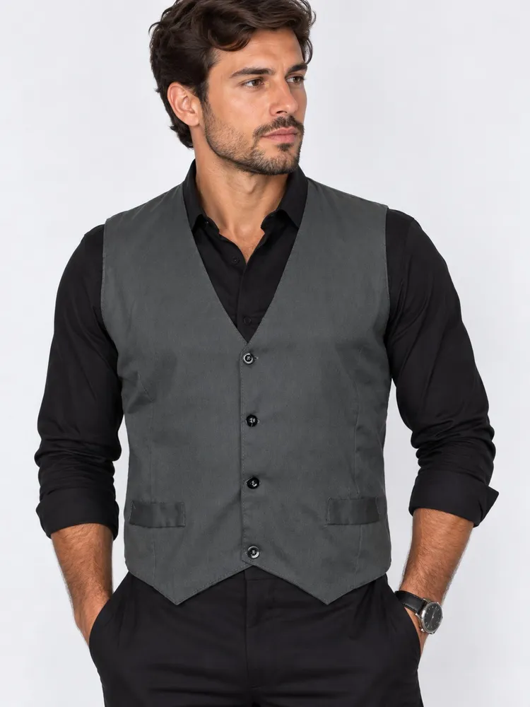 colete social cinza de costureira simples - ref. 2319