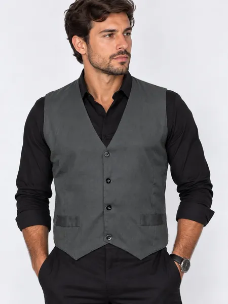 colete social cinza de costureira simples - ref. 2319