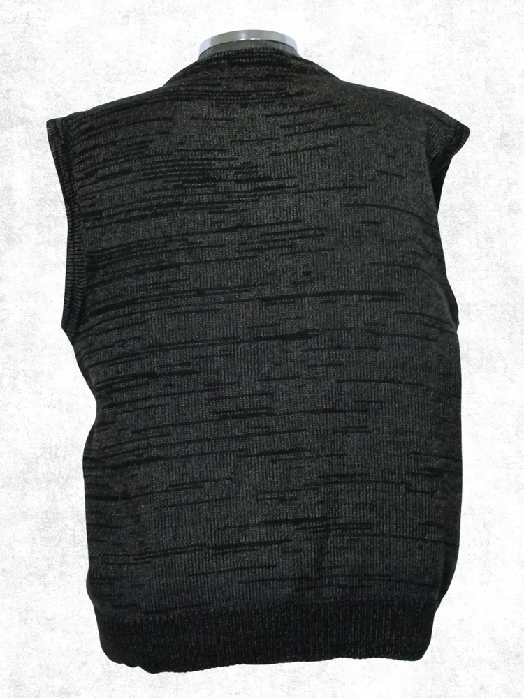 Colete de tricot lã unissex preto e cinza - Ref. 2553
