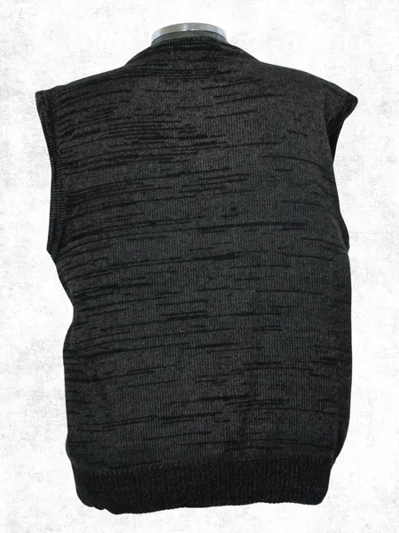Colete de tricot lã unissex preto e cinza - Ref. 2553