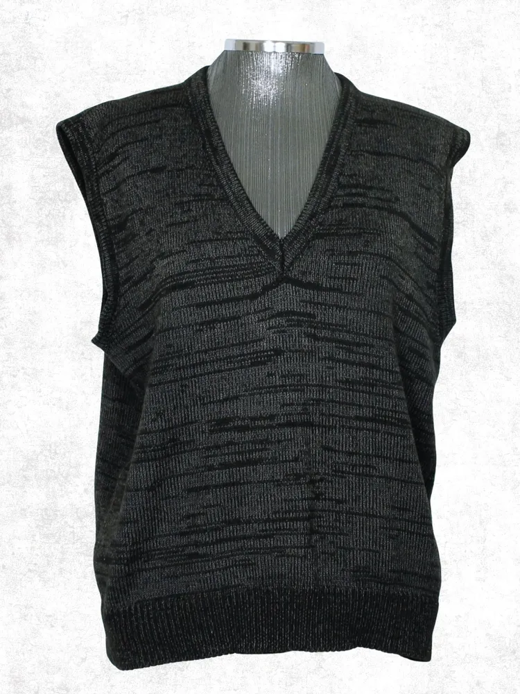 Colete de tricot lã unissex preto e cinza - Ref. 2553