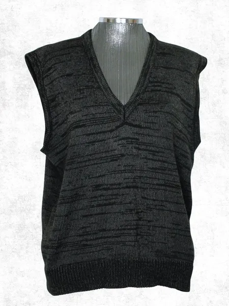 Colete de tricot lã unissex preto e cinza - Ref. 2553