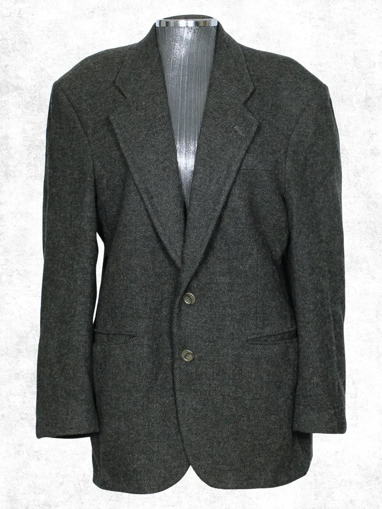 Blazer lã batida cinza com bege vintage - Ref. 2367