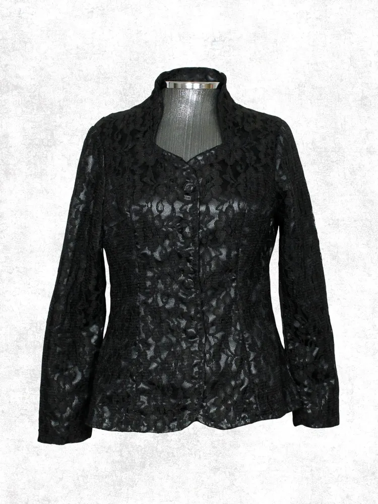 Blazer social vintage gótico preto renda Ref. 5904