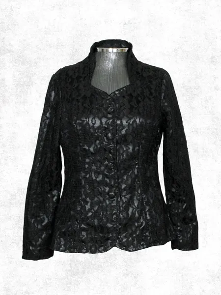 Blazer social vintage gótico preto renda Ref. 5904