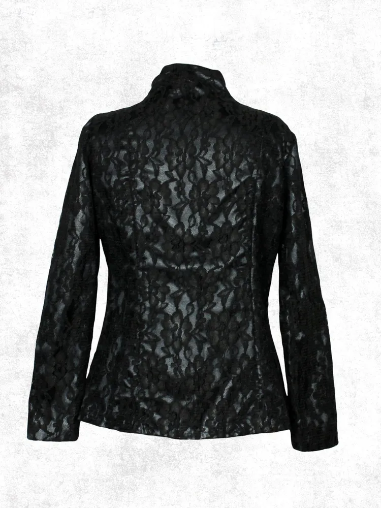 Blazer social vintage gótico preto renda Ref. 5904