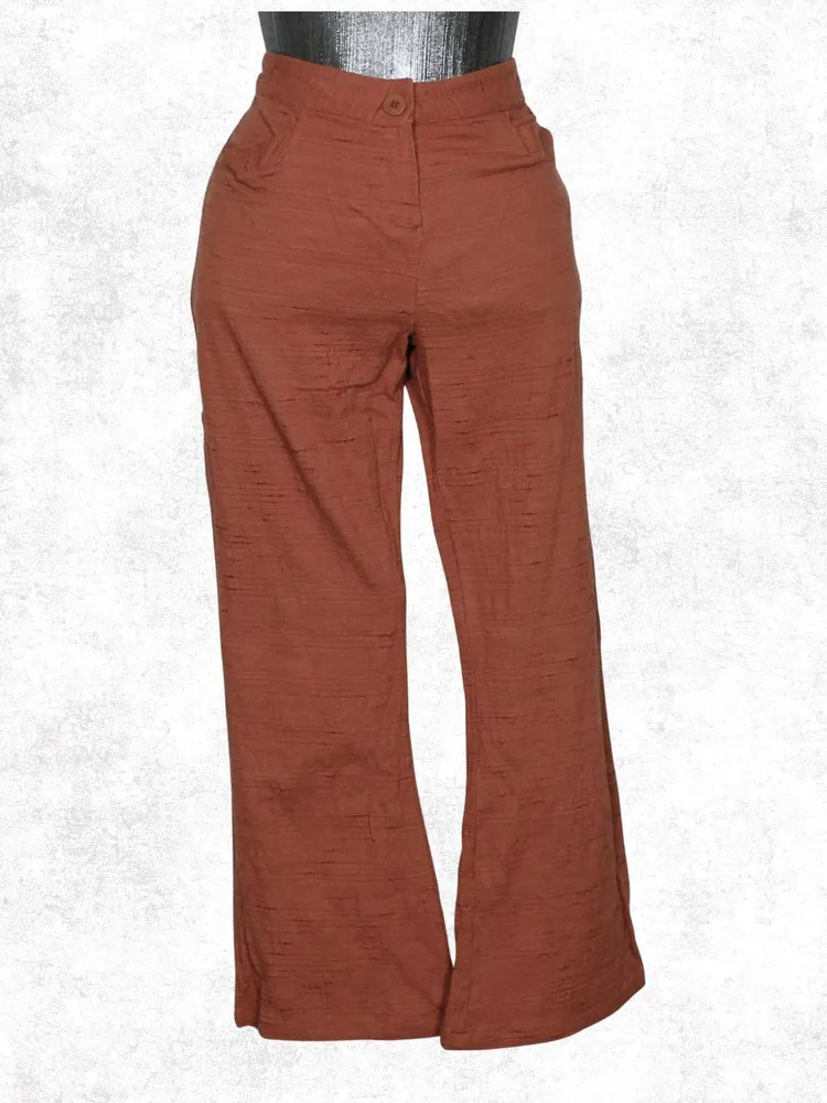 Calça flare marrom terracota linho e algodão - Ref. 6451