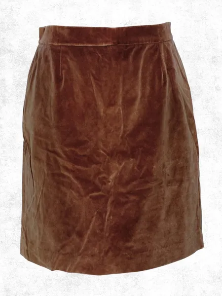 Saia lápis veludo plus size marrom caramelo- Ref. 2179