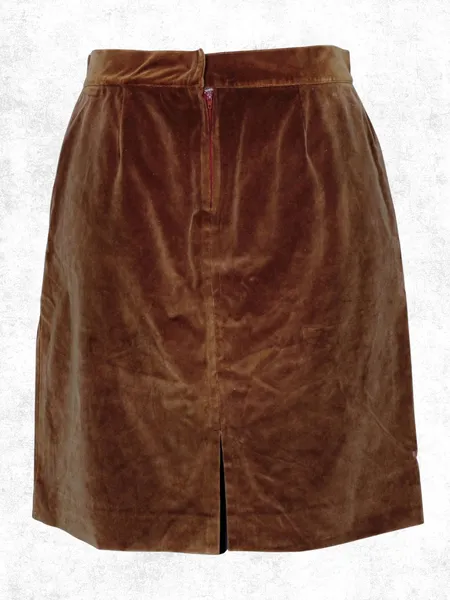 Saia lápis veludo plus size marrom caramelo- Ref. 2179