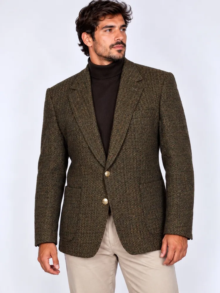 Blazer social alfaiataria marrom lã batida - Ref. 6548