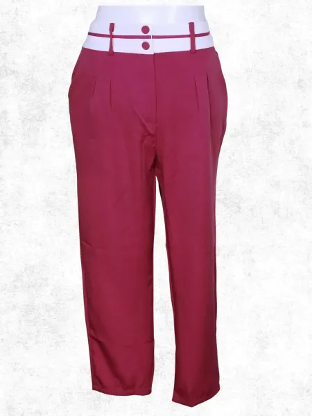 Calça social afunilada rosa e branco plus size - Ref. 5652