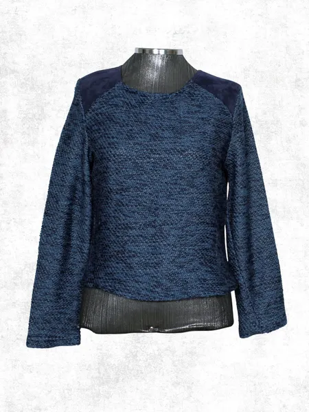 Blusa tricot lã azul marinho lurex - Ref. 6561