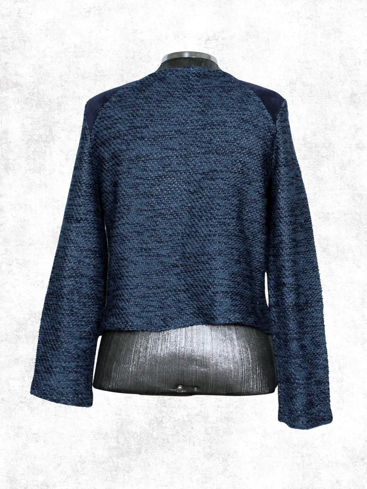 Blusa tricot lã azul marinho lurex - Ref. 6561