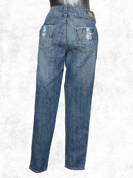 Calça jeans feminino skinny azul destroyed - Ref. 6534