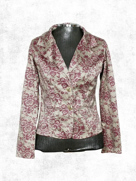 Blazer social alfaiataria bege e rosa floral- Ref. 6427