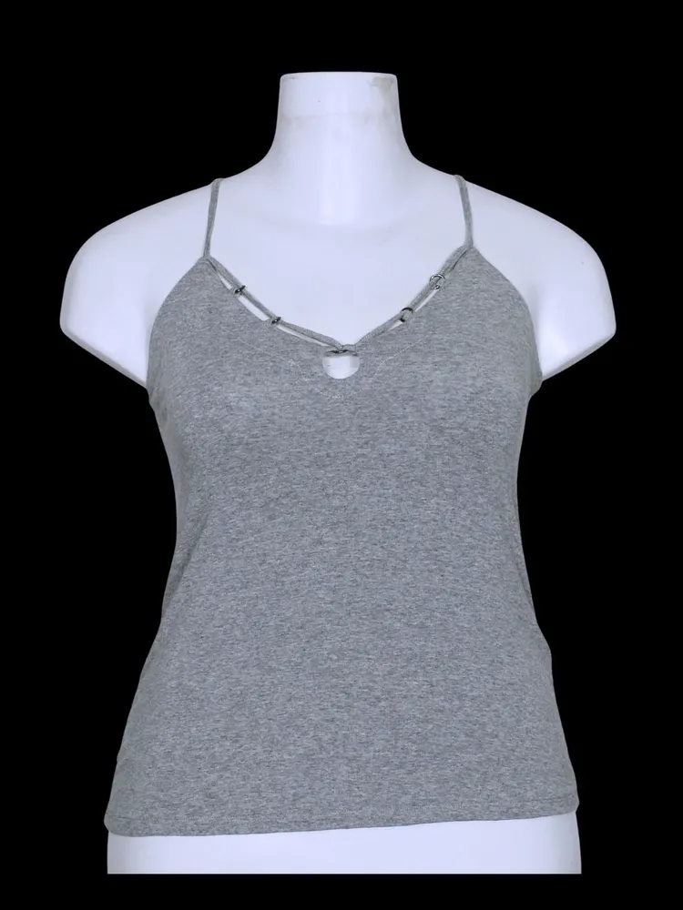 blusa feminina de malha cinza alcinha - ref. 1642