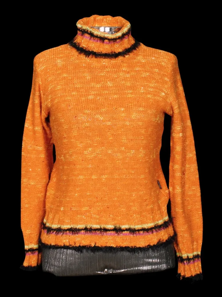 Blusa de tricot lã cacharrel gola alta laranja -  Ref. 2513