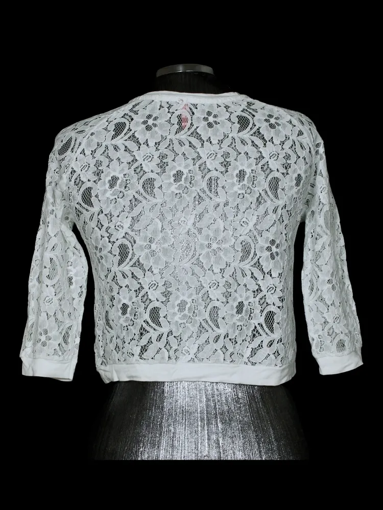 blusa cropped de renda branca - ref. 2090