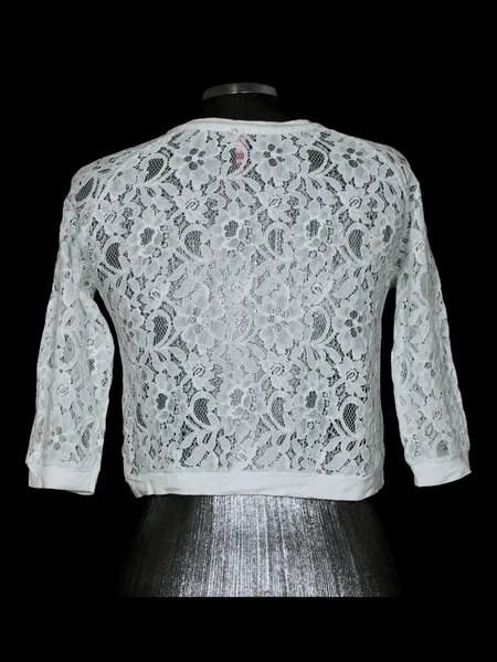 blusa cropped de renda branca - ref. 2090